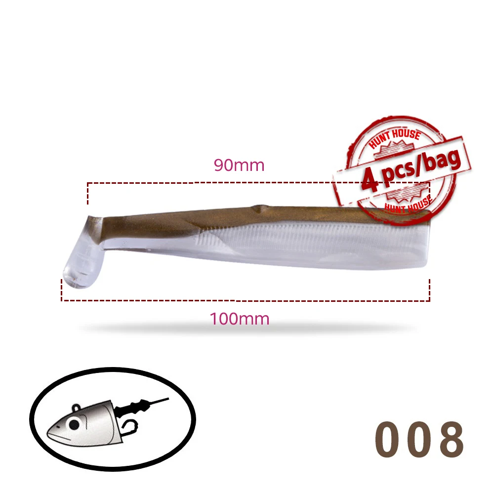 Hunthouse Fishing Soft Barret Minnow Lure 100mm Body T-Tail Silicone Bait Easy Shiner For Bass Pike Tackle Gear Leurre Souple