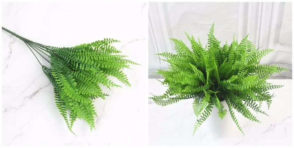 YO CHO Artificial Plastic Plants for Home Garden Decoration Fern Grass Wedding Wall Outdoor Decor Green Leaf Artificial Flowers