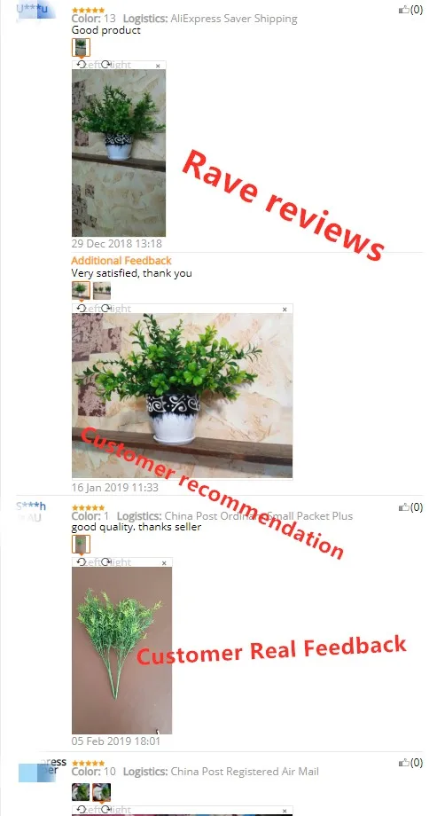 YO CHO Artificial Plastic Plants for Home Garden Decoration Fern Grass Wedding Wall Outdoor Decor Green Leaf Artificial Flowers