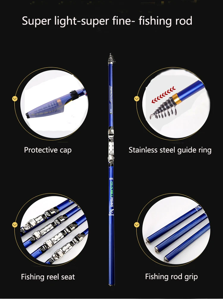 Carbon fiber 3.6M 4.5M 5.4M 6.3M Spinning Fishing Rod M Power Telescopic Rock Fishing Rod Carp Feeder Rod Surf Spinning Rod