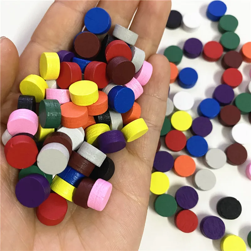 100Pcs Diameter 10*5MM Pawn Wooden Disk Game Pieces Colorful Circle Chips Pawn/Chess For Games Accessories