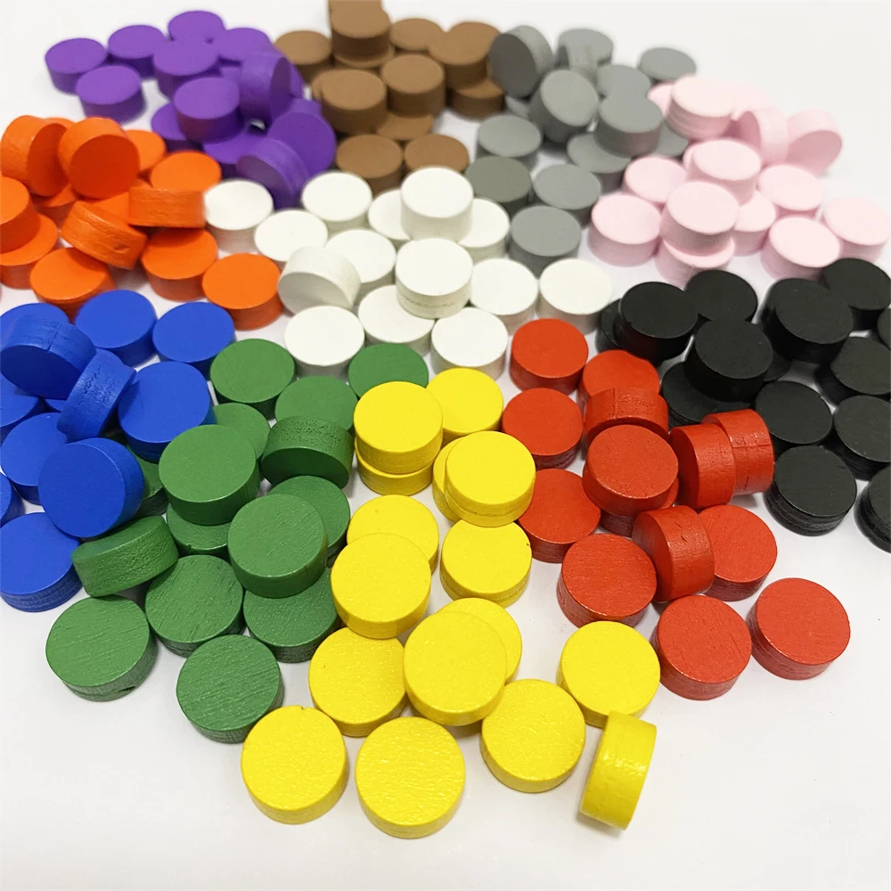 100Pcs Diameter 10*5MM Pawn Wooden Disk Game Pieces Colorful Circle Chips Pawn/Chess For Games Accessories