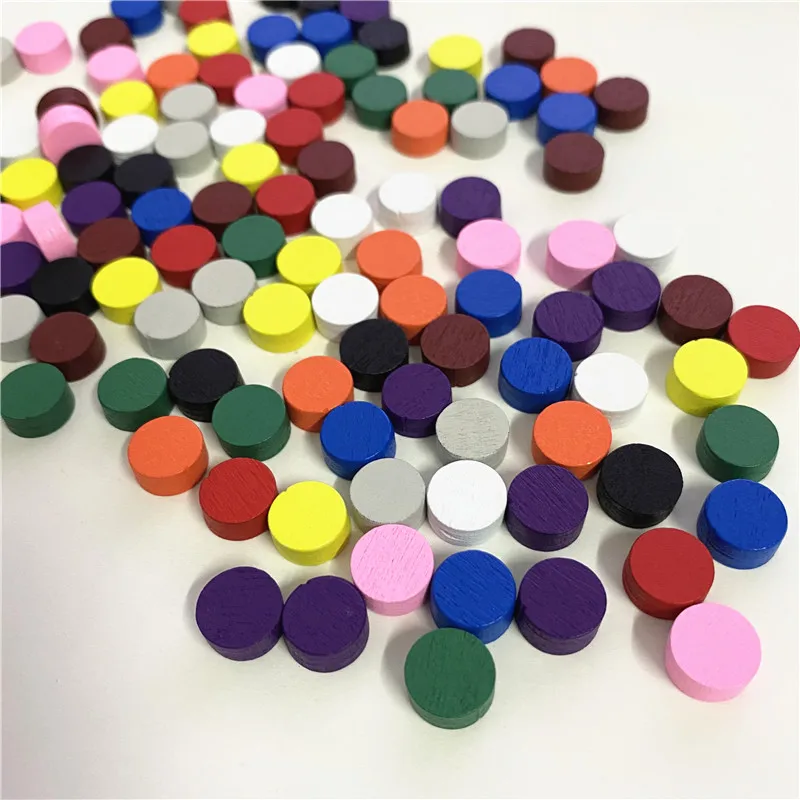 100Pcs Diameter 10*5MM Pawn Wooden Disk Game Pieces Colorful Circle Chips Pawn/Chess For Games Accessories
