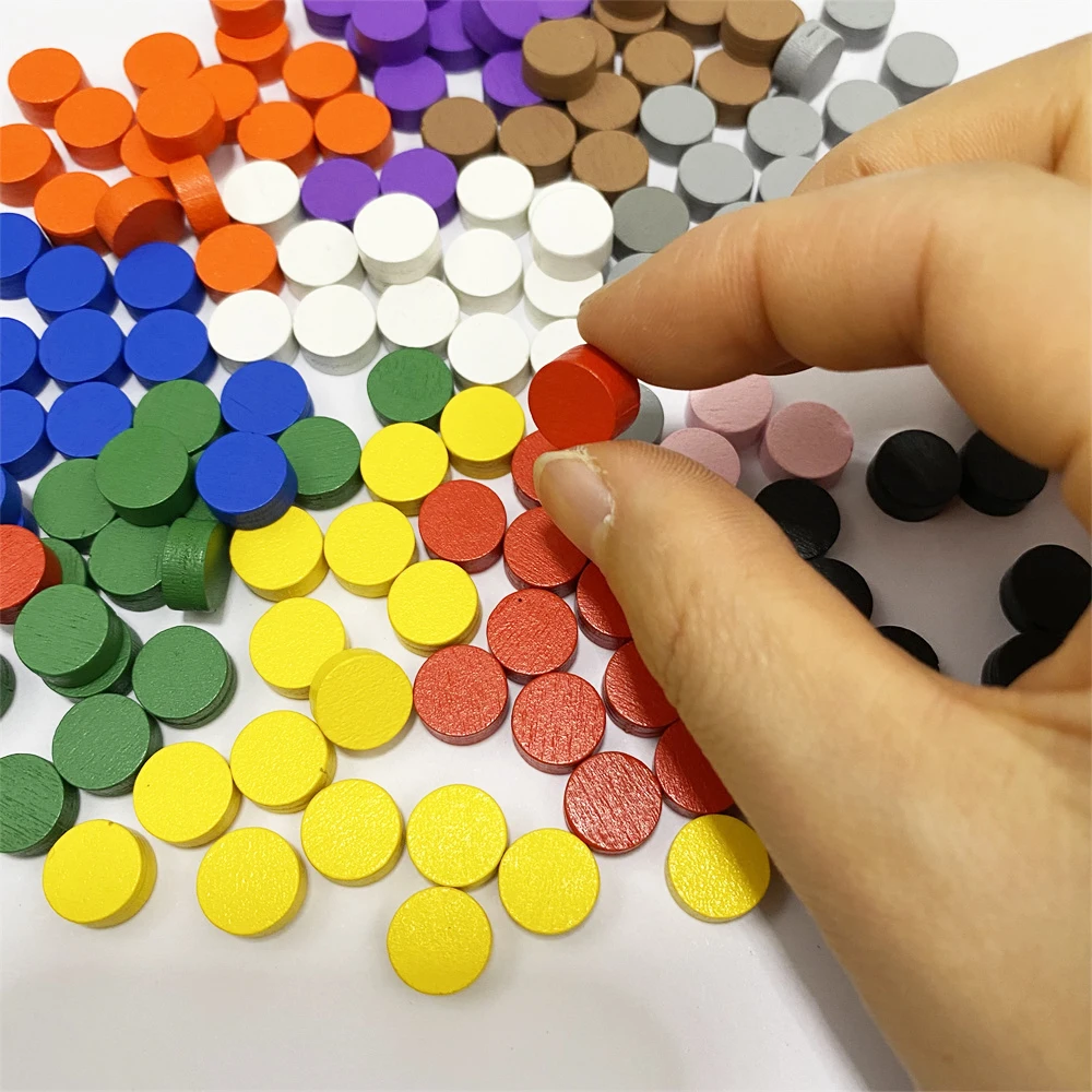 100Pcs Diameter 10*5MM Pawn Wooden Disk Game Pieces Colorful Circle Chips Pawn/Chess For Games Accessories