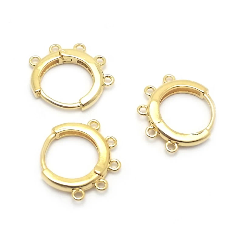 (2258)6PCS 20x12.5MM Hole 2MM 24K Gold Color Brass Stud Pins Earrings Clasps High Quality DIY Jewelry Making Findings
