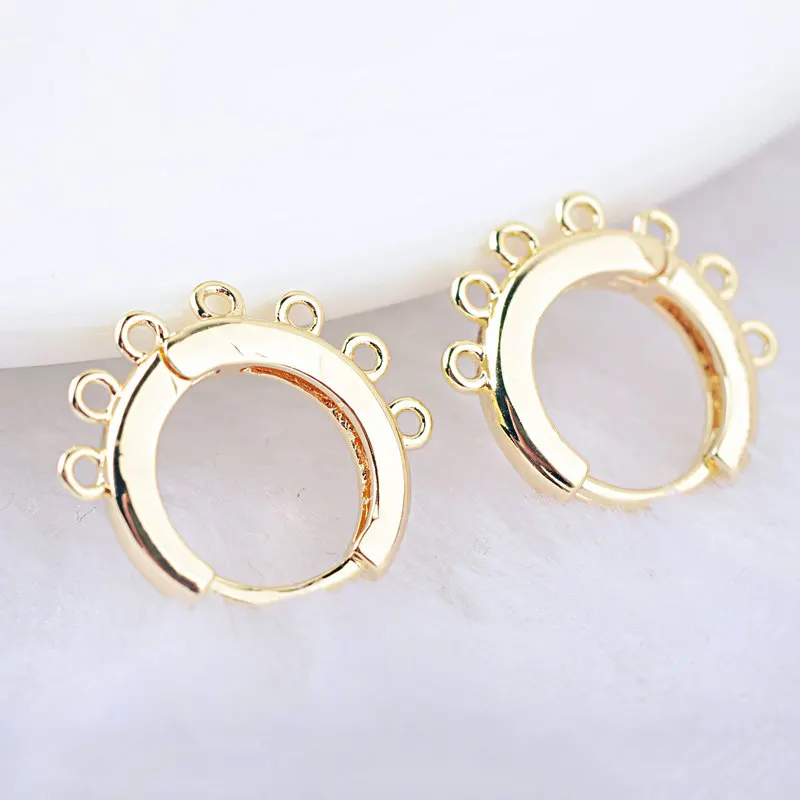 (2258)6PCS 20x12.5MM Hole 2MM 24K Gold Color Brass Stud Pins Earrings Clasps High Quality DIY Jewelry Making Findings