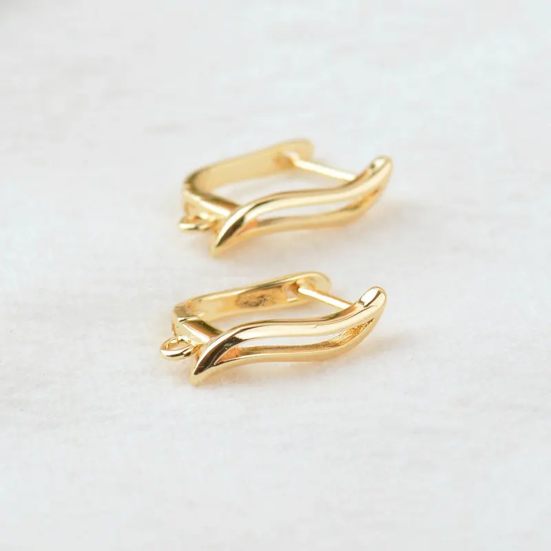 (2258)6PCS 20x12.5MM Hole 2MM 24K Gold Color Brass Stud Pins Earrings Clasps High Quality DIY Jewelry Making Findings