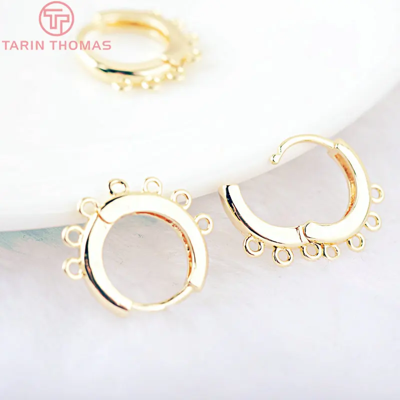 (2258)6PCS 20x12.5MM Hole 2MM 24K Gold Color Brass Stud Pins Earrings Clasps High Quality DIY Jewelry Making Findings