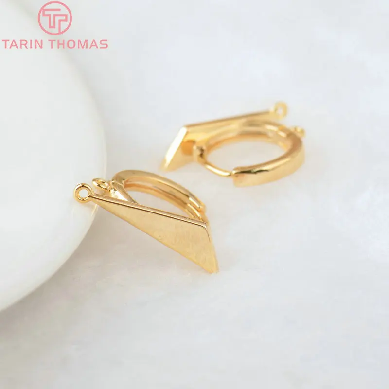(2258)6PCS 20x12.5MM Hole 2MM 24K Gold Color Brass Stud Pins Earrings Clasps High Quality DIY Jewelry Making Findings