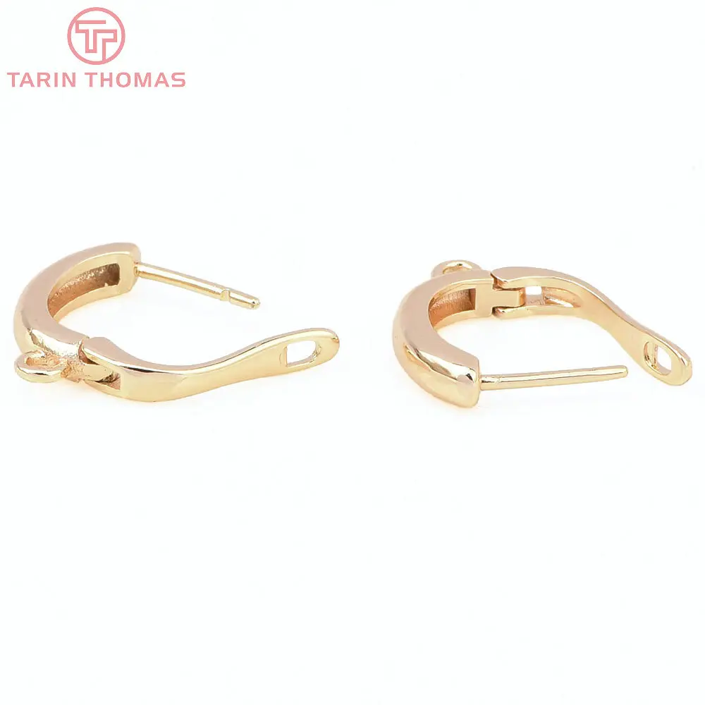 (2258)6PCS 20x12.5MM Hole 2MM 24K Gold Color Brass Stud Pins Earrings Clasps High Quality DIY Jewelry Making Findings