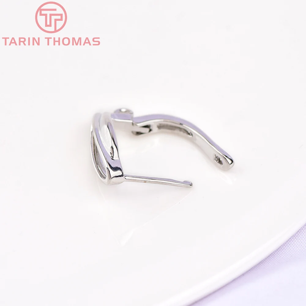 (2258)6PCS 20x12.5MM Hole 2MM 24K Gold Color Brass Stud Pins Earrings Clasps High Quality DIY Jewelry Making Findings