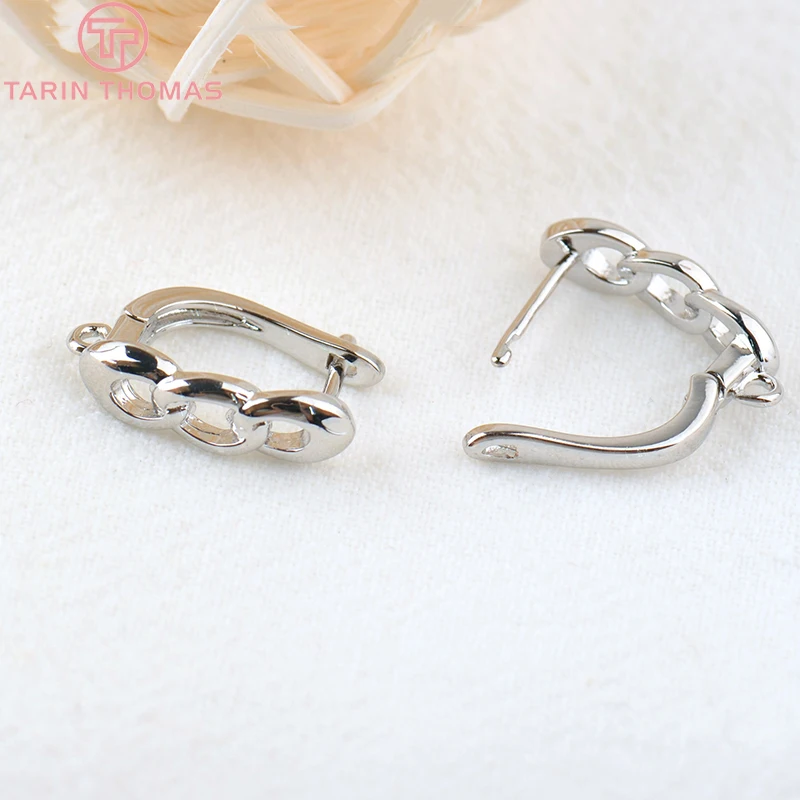 (2258)6PCS 20x12.5MM Hole 2MM 24K Gold Color Brass Stud Pins Earrings Clasps High Quality DIY Jewelry Making Findings