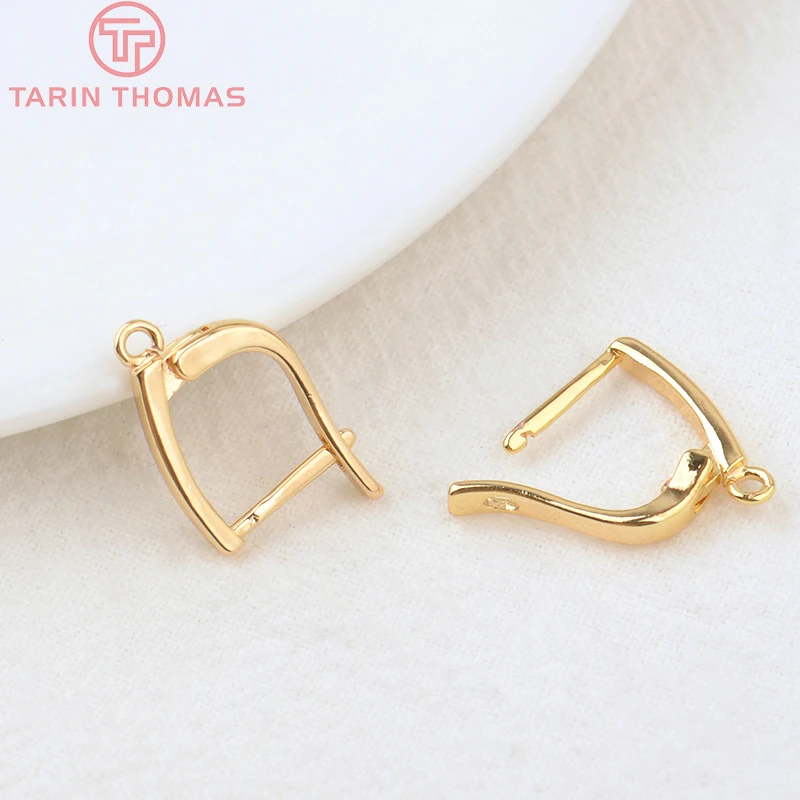 (2258)6PCS 20x12.5MM Hole 2MM 24K Gold Color Brass Stud Pins Earrings Clasps High Quality DIY Jewelry Making Findings