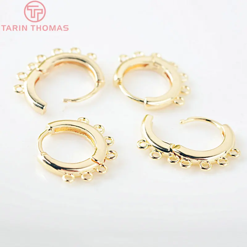 (2258)6PCS 20x12.5MM Hole 2MM 24K Gold Color Brass Stud Pins Earrings Clasps High Quality DIY Jewelry Making Findings