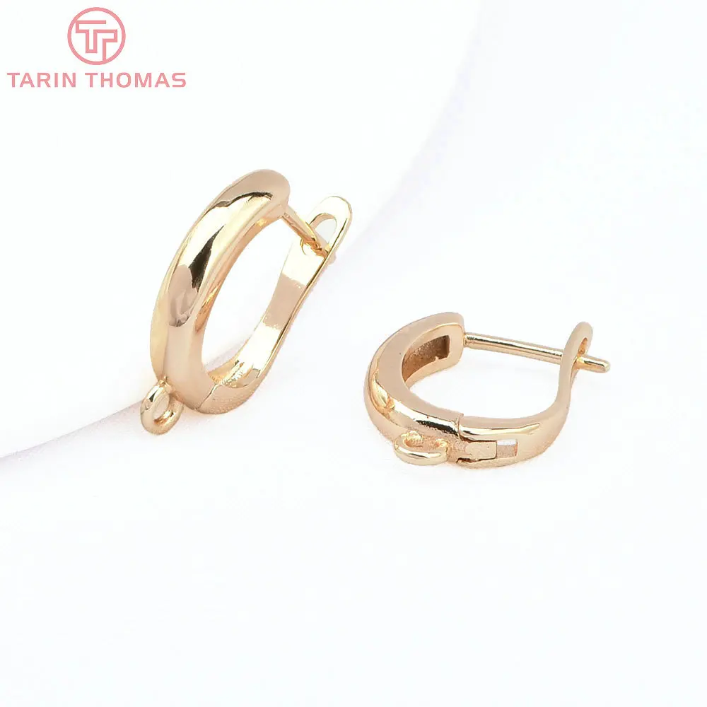 (2258)6PCS 20x12.5MM Hole 2MM 24K Gold Color Brass Stud Pins Earrings Clasps High Quality DIY Jewelry Making Findings
