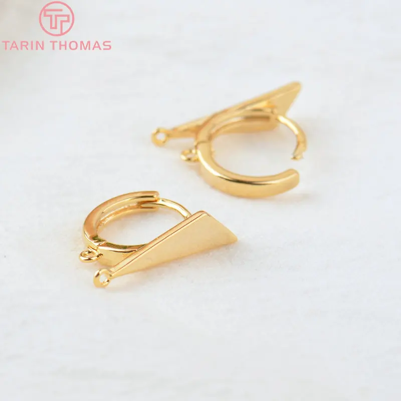 (2258)6PCS 20x12.5MM Hole 2MM 24K Gold Color Brass Stud Pins Earrings Clasps High Quality DIY Jewelry Making Findings