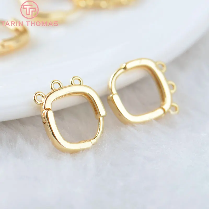 (2258)6PCS 20x12.5MM Hole 2MM 24K Gold Color Brass Stud Pins Earrings Clasps High Quality DIY Jewelry Making Findings