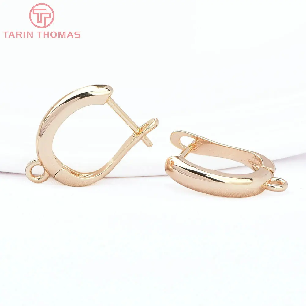 (2258)6PCS 20x12.5MM Hole 2MM 24K Gold Color Brass Stud Pins Earrings Clasps High Quality DIY Jewelry Making Findings