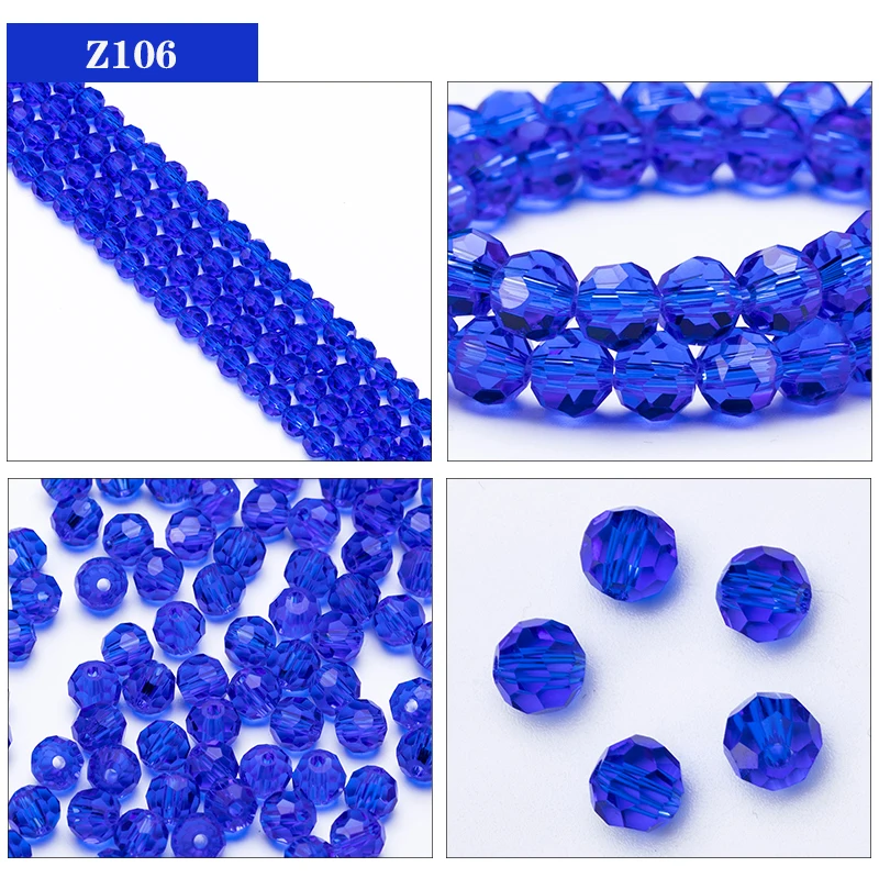 3 4 6 8mm Round Crystal Beads Faceted Transparent Glass Beads Loose Spacer Beads for Jewerly Making Needlework Bracelet Necklace