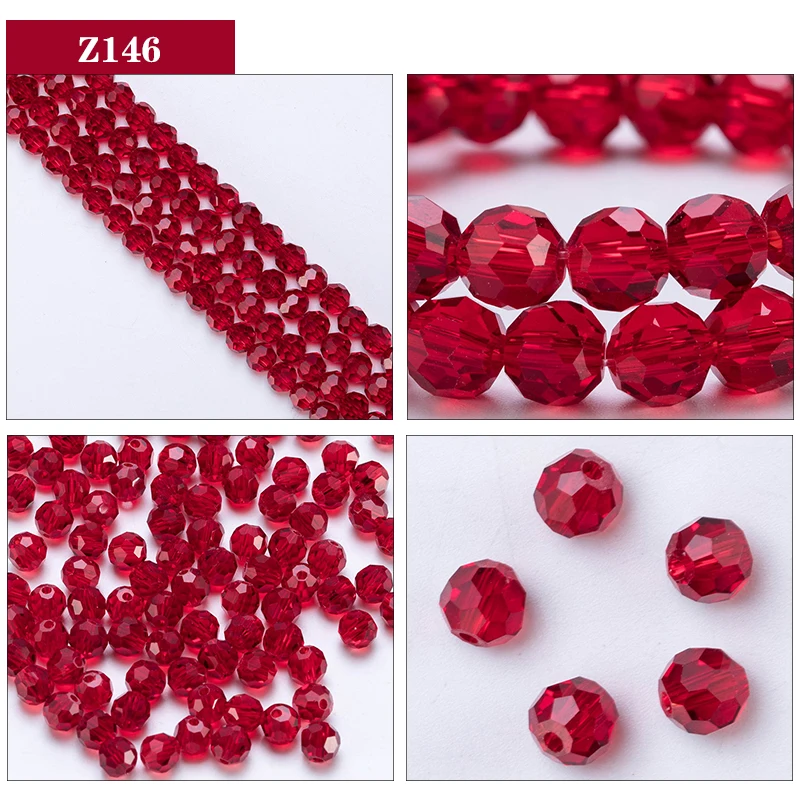 3 4 6 8mm Round Crystal Beads Faceted Transparent Glass Beads Loose Spacer Beads for Jewerly Making Needlework Bracelet Necklace
