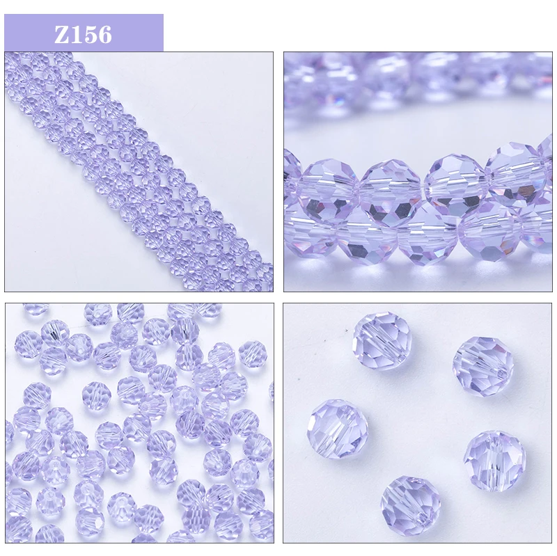 3 4 6 8mm Round Crystal Beads Faceted Transparent Glass Beads Loose Spacer Beads for Jewerly Making Needlework Bracelet Necklace