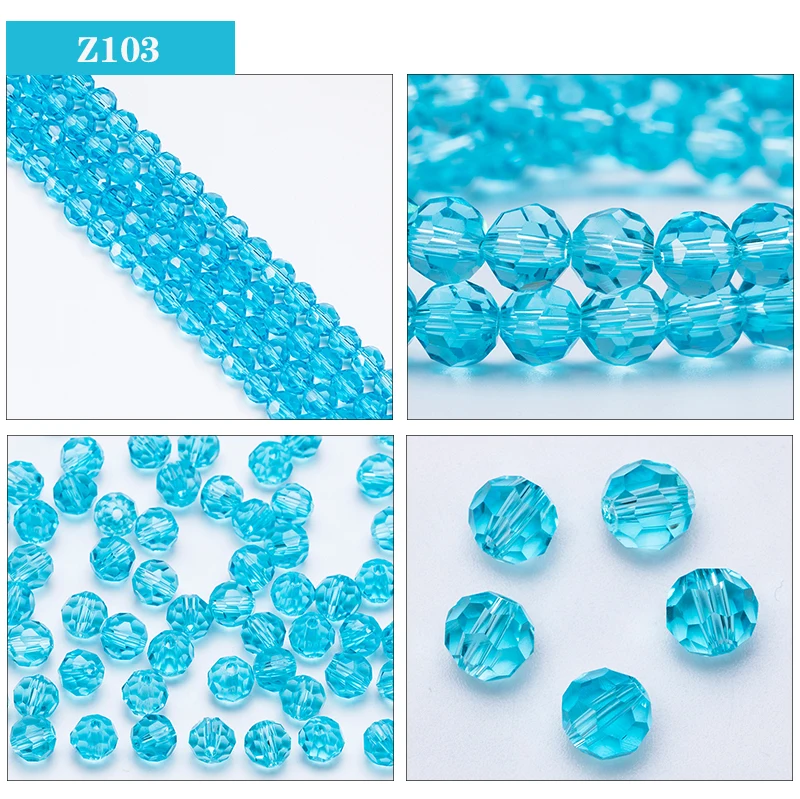 3 4 6 8mm Round Crystal Beads Faceted Transparent Glass Beads Loose Spacer Beads for Jewerly Making Needlework Bracelet Necklace