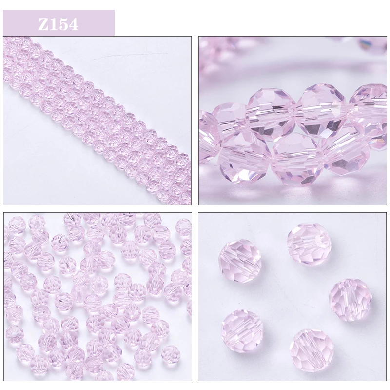3 4 6 8mm Round Crystal Beads Faceted Transparent Glass Beads Loose Spacer Beads for Jewerly Making Needlework Bracelet Necklace
