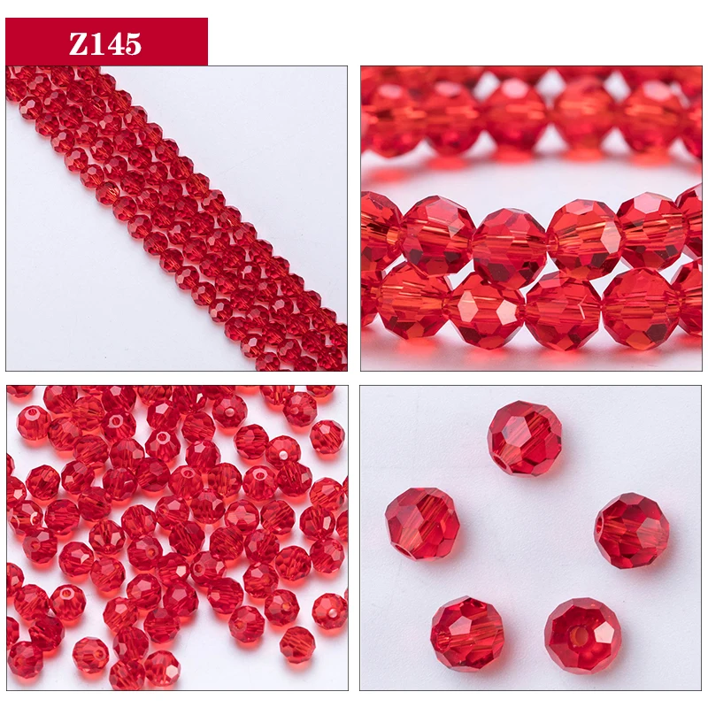 3 4 6 8mm Round Crystal Beads Faceted Transparent Glass Beads Loose Spacer Beads for Jewerly Making Needlework Bracelet Necklace