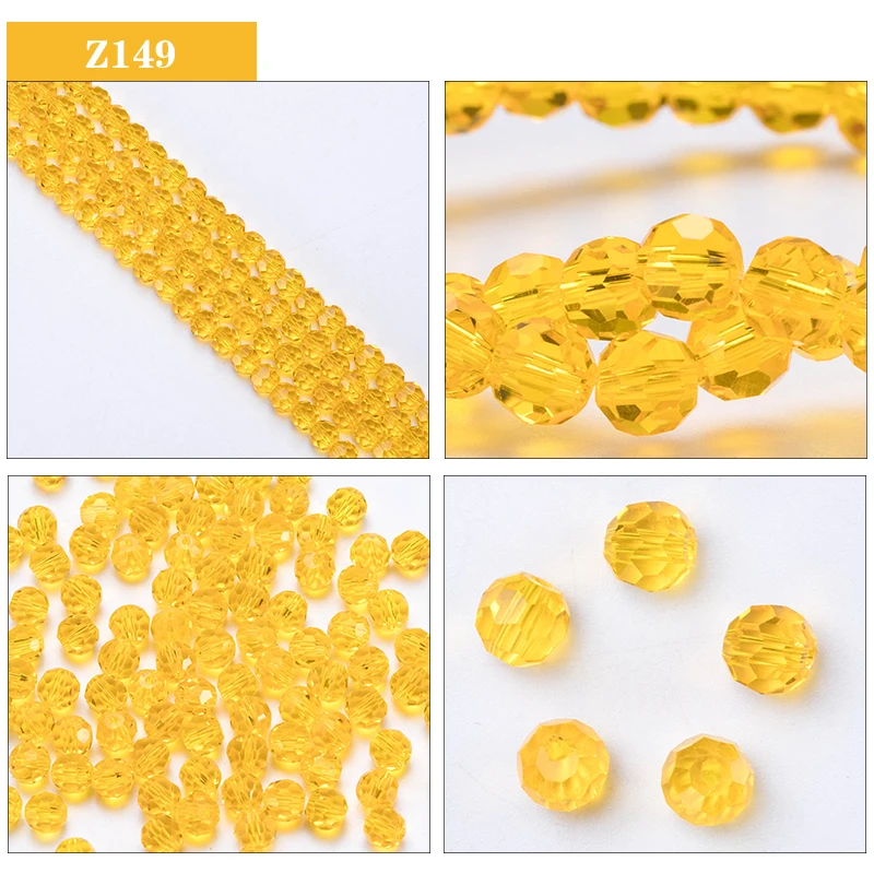 3 4 6 8mm Round Crystal Beads Faceted Transparent Glass Beads Loose Spacer Beads for Jewerly Making Needlework Bracelet Necklace