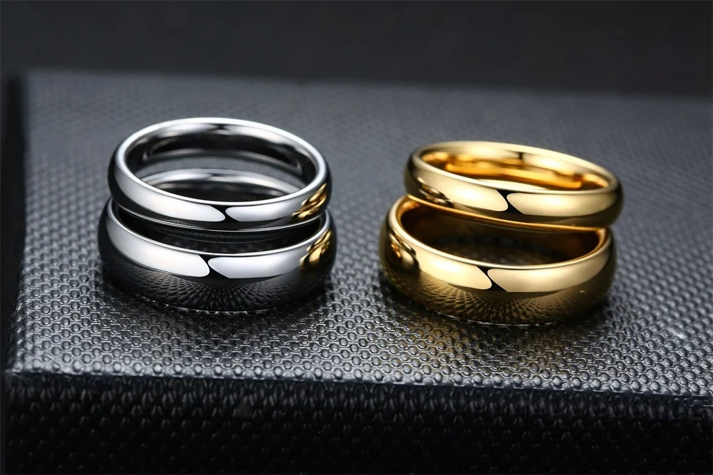 Vnox Anti Scratch Tungsten Wedding Rings for Women Men Simple Classic Wedding Bands for Couples Basic Jewelry
