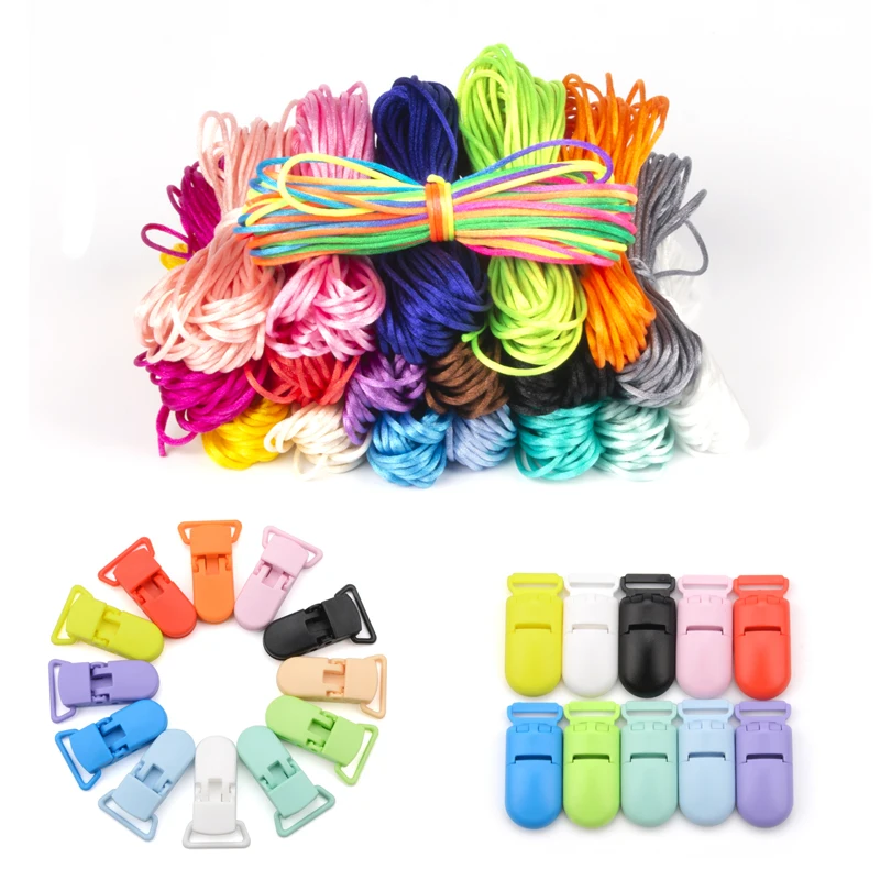 LOFCA Colorful Nylon Cord Baby Teether Pacifier Clip Accessories DIY For Teething Necklace Jewelry Pendant Making