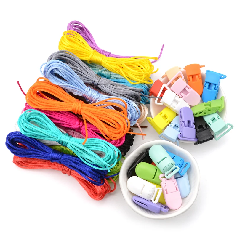 LOFCA Colorful Nylon Cord Baby Teether Pacifier Clip Accessories DIY For Teething Necklace Jewelry Pendant Making