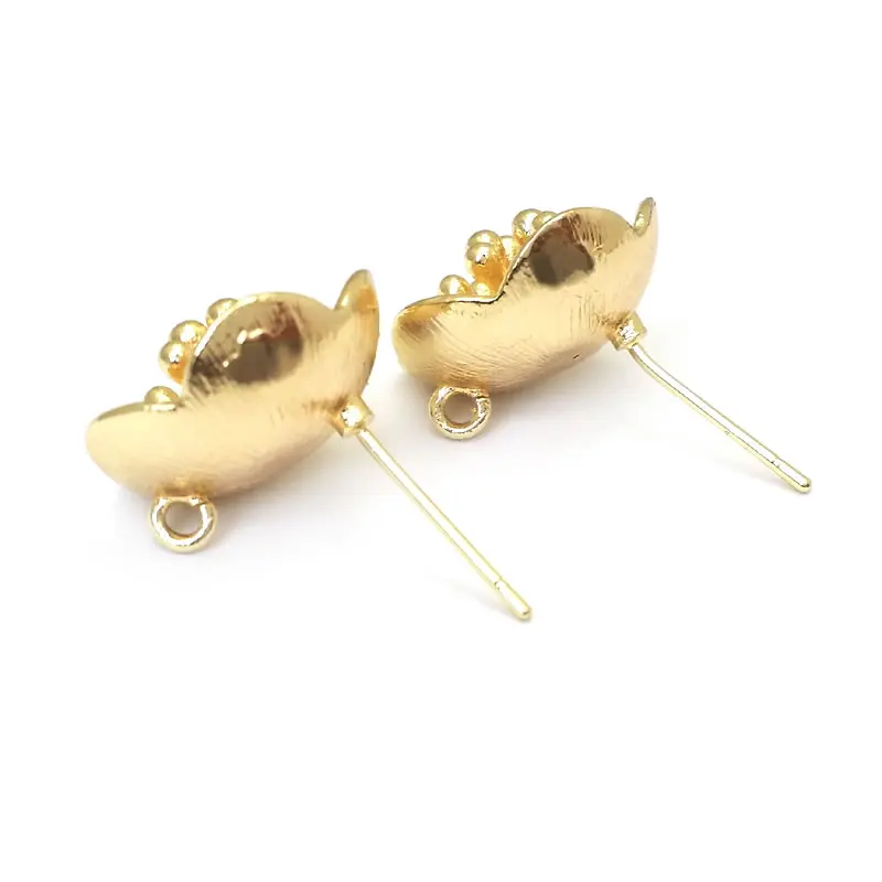 18K Gold Color Brass 3D Special Flower Branchs Stud Earrings Pins Jewelry Earrings Making Supplies Diy Findings Accessories