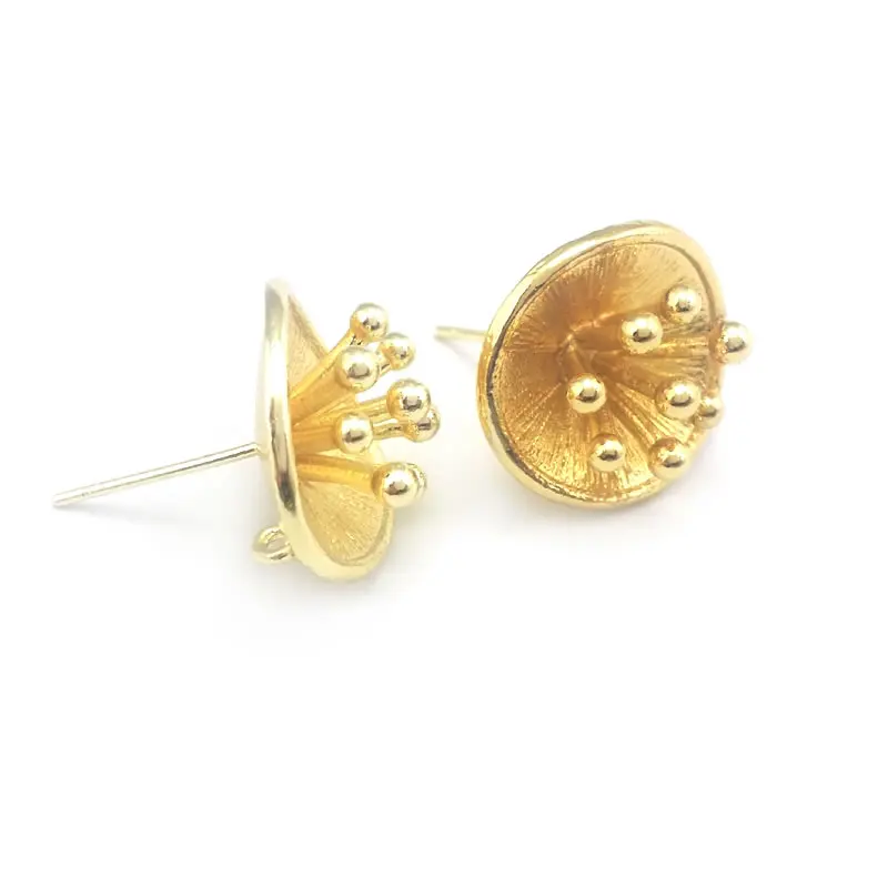 18K Gold Color Brass 3D Special Flower Branchs Stud Earrings Pins Jewelry Earrings Making Supplies Diy Findings Accessories