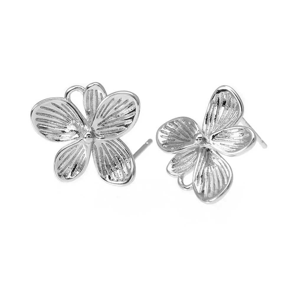 18K Gold Color Brass 3D Special Flower Branchs Stud Earrings Pins Jewelry Earrings Making Supplies Diy Findings Accessories