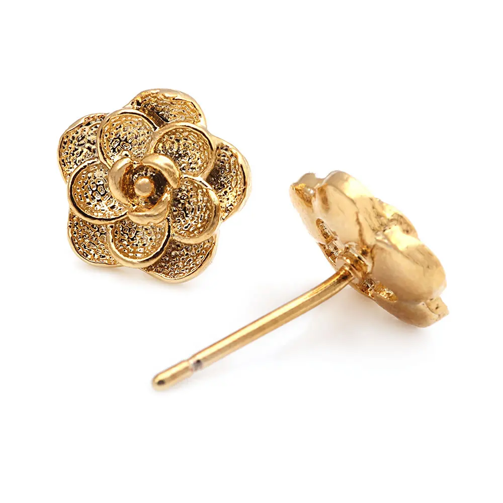 18K Gold Color Brass 3D Special Flower Branchs Stud Earrings Pins Jewelry Earrings Making Supplies Diy Findings Accessories