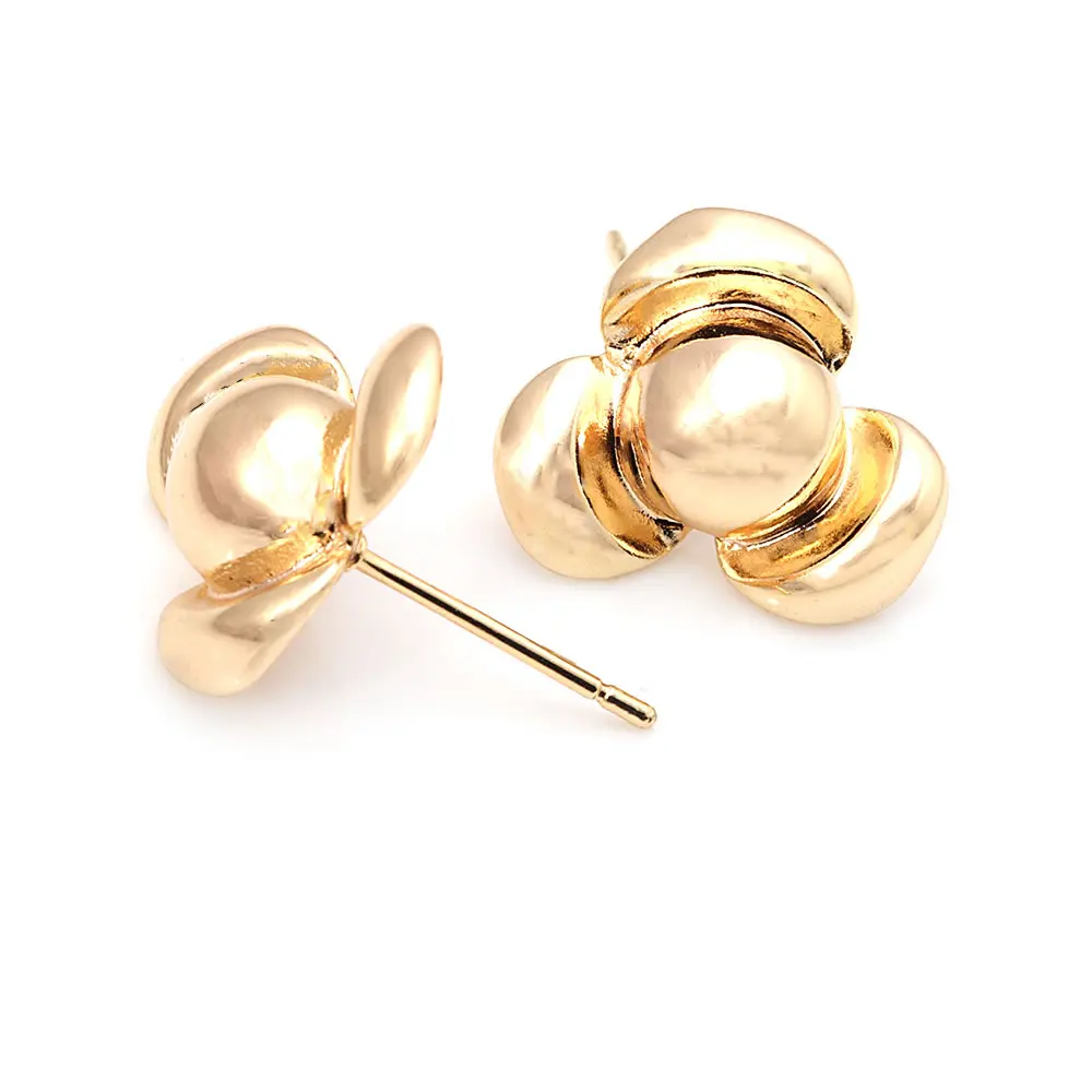 18K Gold Color Brass 3D Special Flower Branchs Stud Earrings Pins Jewelry Earrings Making Supplies Diy Findings Accessories