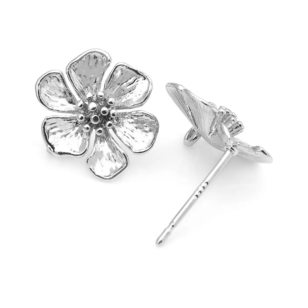 18K Gold Color Brass 3D Special Flower Branchs Stud Earrings Pins Jewelry Earrings Making Supplies Diy Findings Accessories
