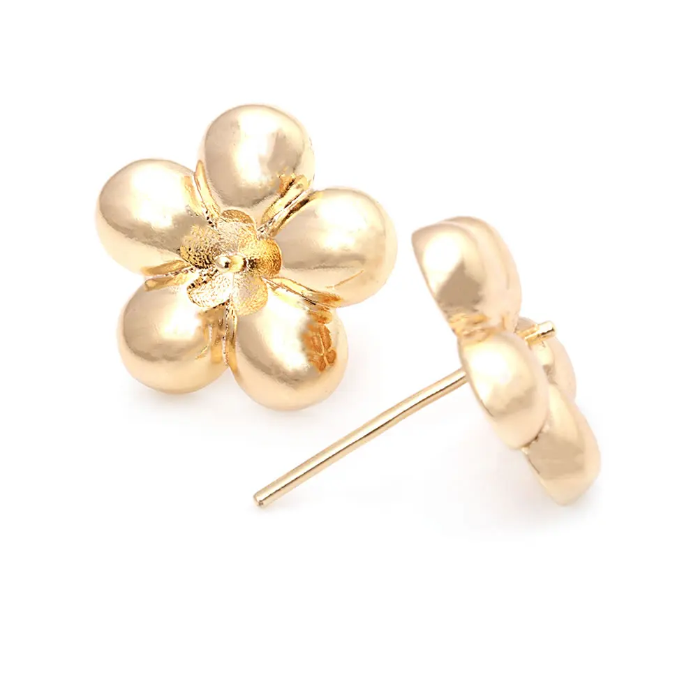 18K Gold Color Brass 3D Special Flower Branchs Stud Earrings Pins Jewelry Earrings Making Supplies Diy Findings Accessories