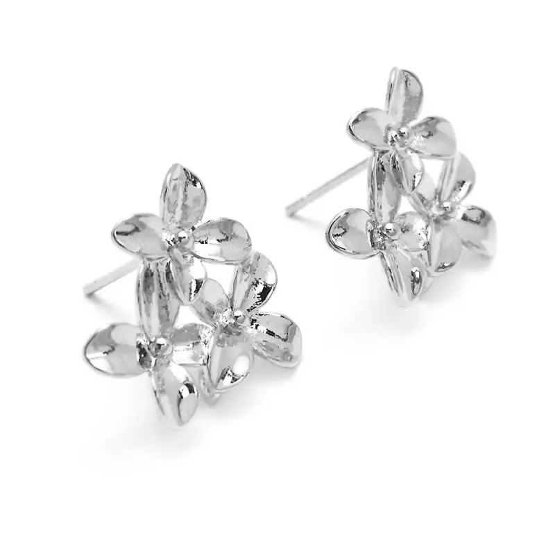 18K Gold Color Brass 3D Special Flower Branchs Stud Earrings Pins Jewelry Earrings Making Supplies Diy Findings Accessories