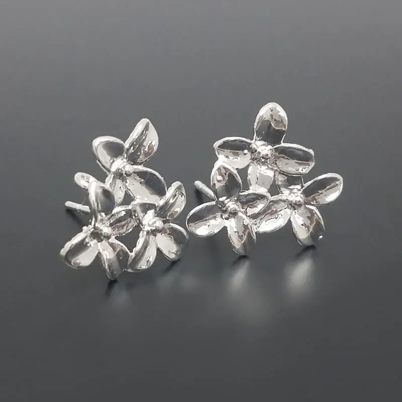 18K Gold Color Brass 3D Special Flower Branchs Stud Earrings Pins Jewelry Earrings Making Supplies Diy Findings Accessories