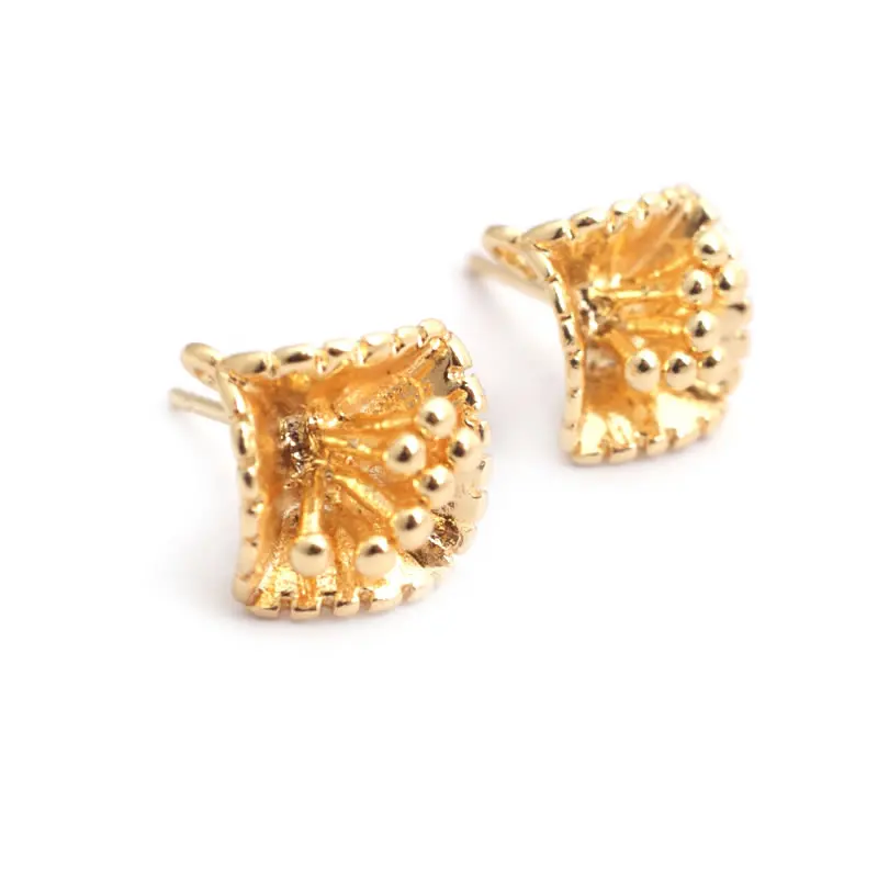 18K Gold Color Brass 3D Special Flower Branchs Stud Earrings Pins Jewelry Earrings Making Supplies Diy Findings Accessories
