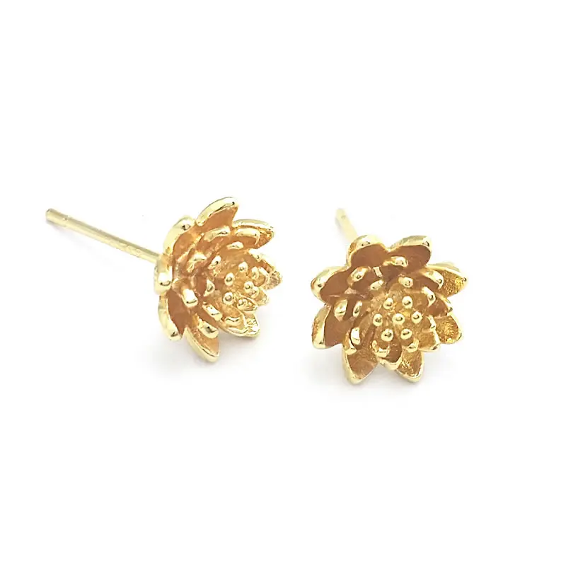 18K Gold Color Brass 3D Special Flower Branchs Stud Earrings Pins Jewelry Earrings Making Supplies Diy Findings Accessories