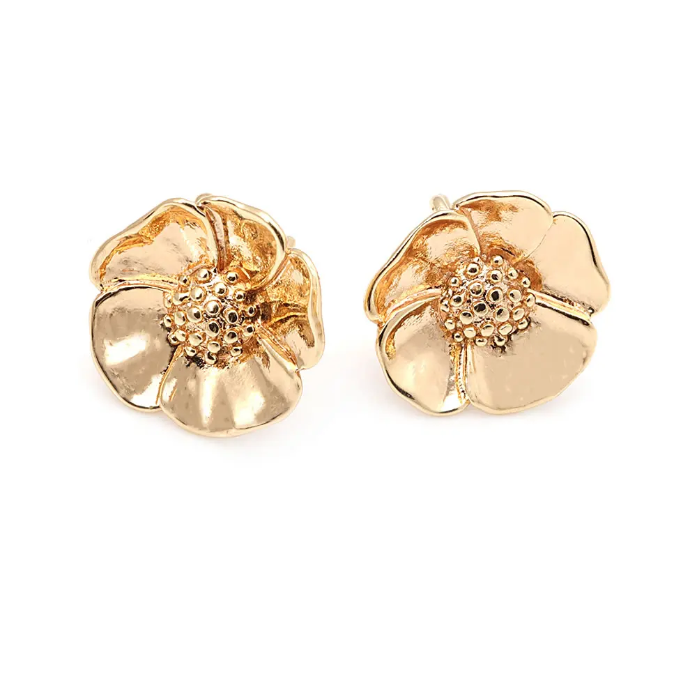 18K Gold Color Brass 3D Special Flower Branchs Stud Earrings Pins Jewelry Earrings Making Supplies Diy Findings Accessories