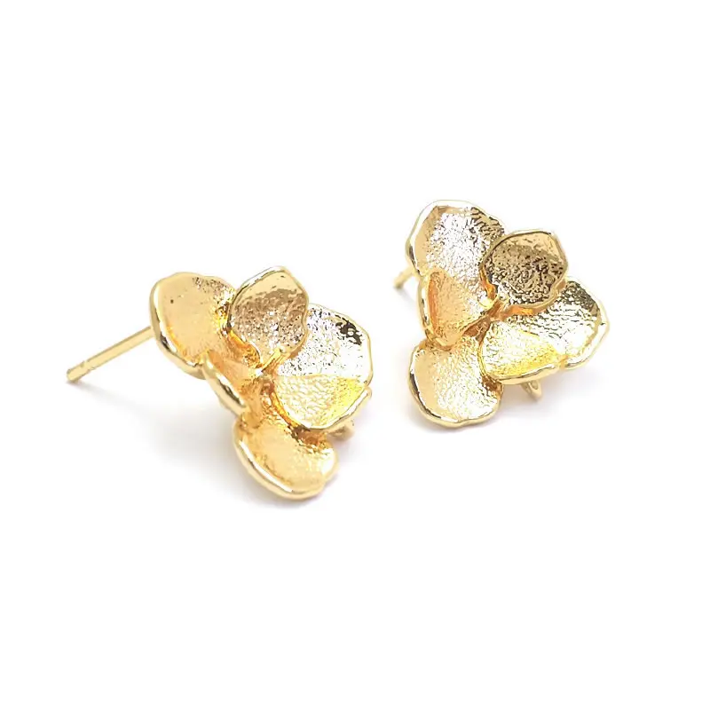 18K Gold Color Brass 3D Special Flower Branchs Stud Earrings Pins Jewelry Earrings Making Supplies Diy Findings Accessories