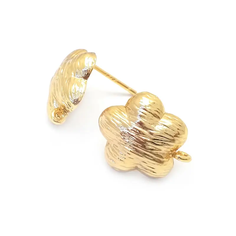 18K Gold Color Brass 3D Special Flower Branchs Stud Earrings Pins Jewelry Earrings Making Supplies Diy Findings Accessories