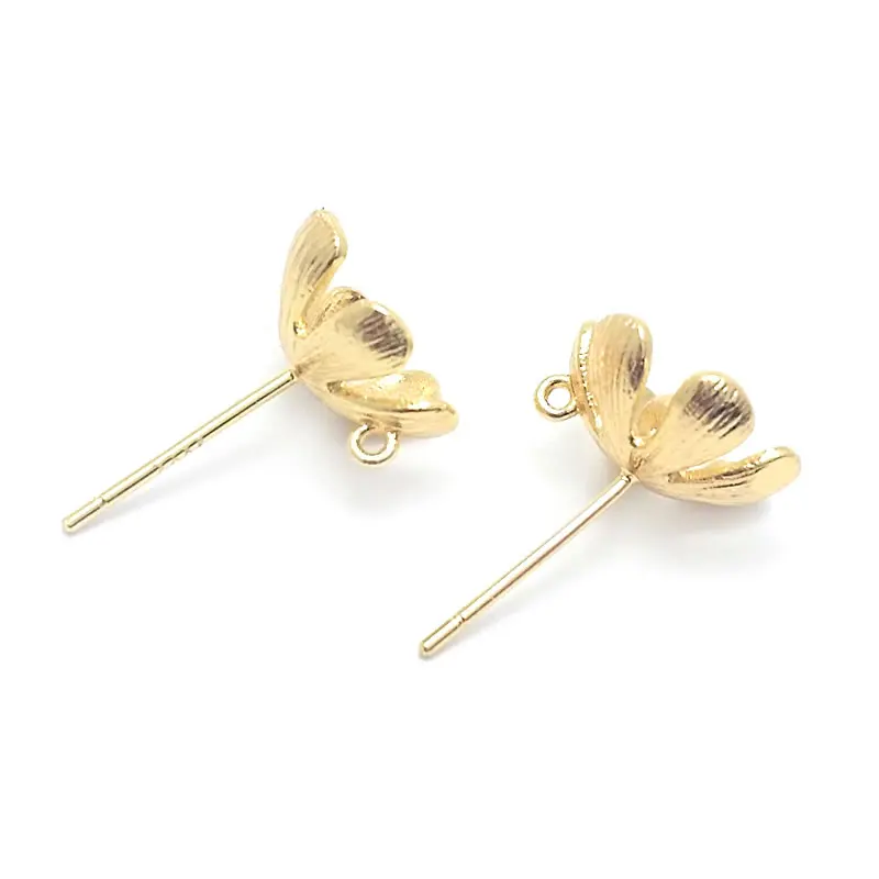 18K Gold Color Brass 3D Special Flower Branchs Stud Earrings Pins Jewelry Earrings Making Supplies Diy Findings Accessories