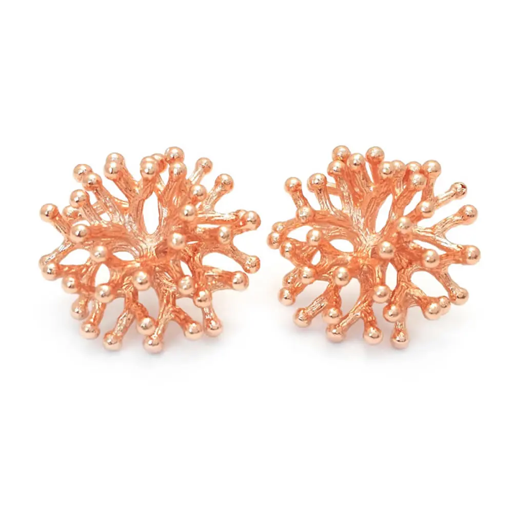 18K Gold Color Brass 3D Special Flower Branchs Stud Earrings Pins Jewelry Earrings Making Supplies Diy Findings Accessories