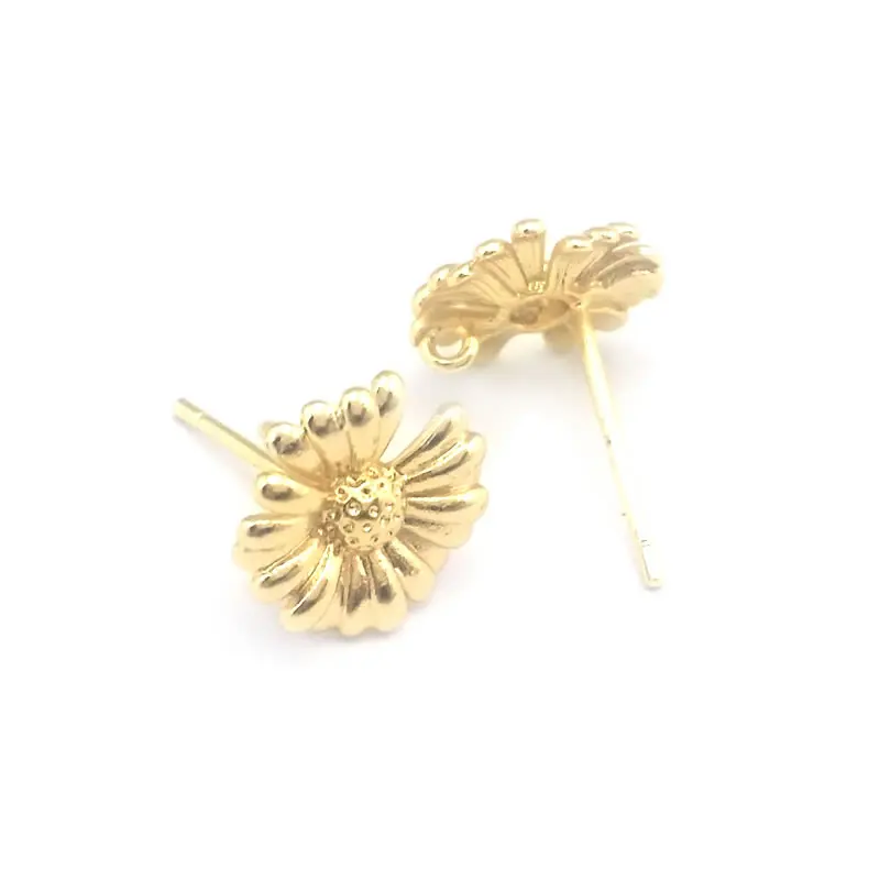 18K Gold Color Brass 3D Special Flower Branchs Stud Earrings Pins Jewelry Earrings Making Supplies Diy Findings Accessories