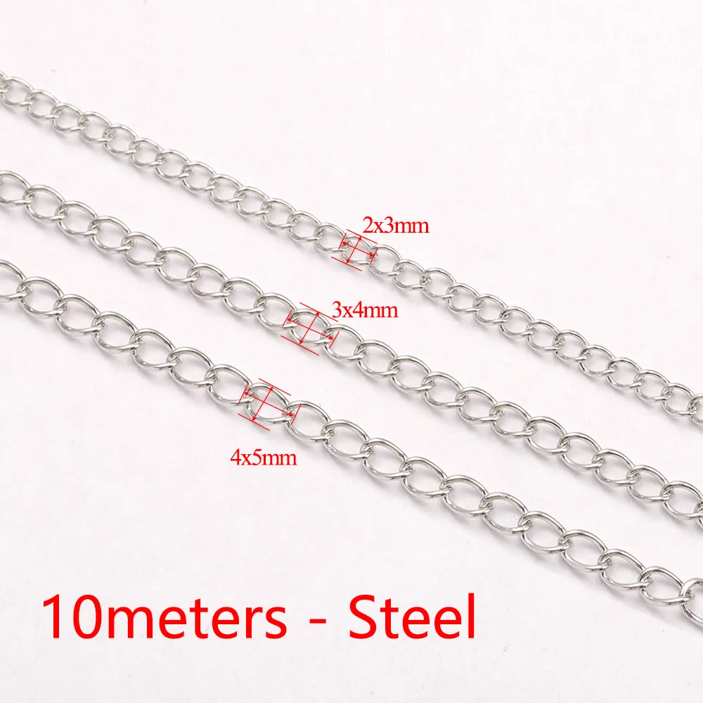 10meters/roll Stainless Steel Chains 2/3/5mm Gold Necklace Chains For Bracelet Extension Chain DIY Jewelry Components No Fade